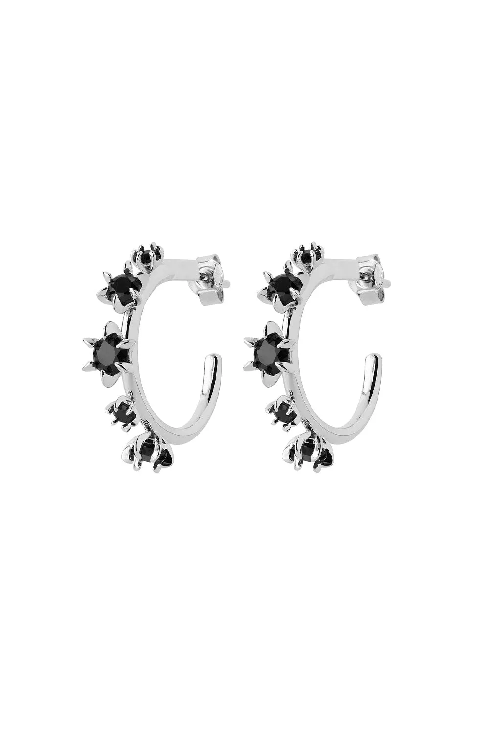 Baroque Earrings Silver Onyx sold by Karen Walker