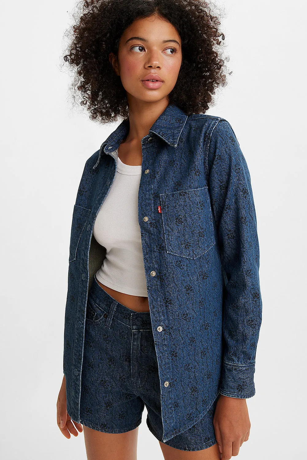 Wellthread® Petal Shirt Flowers in the Rain Denim sold by Karen Walker