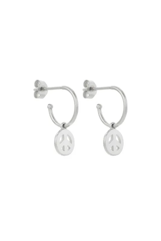 Peace Hoop Earrings Silver sold by Karen Walker