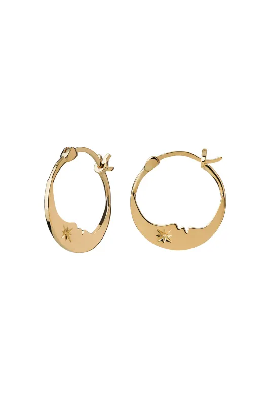 Eclipse Moon Hoops Gold sold by Karen Walker