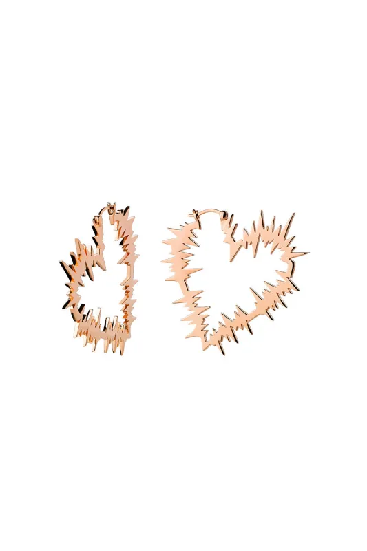 Electric Heart Hoop Earrings Rose Gold sold by Karen Walker