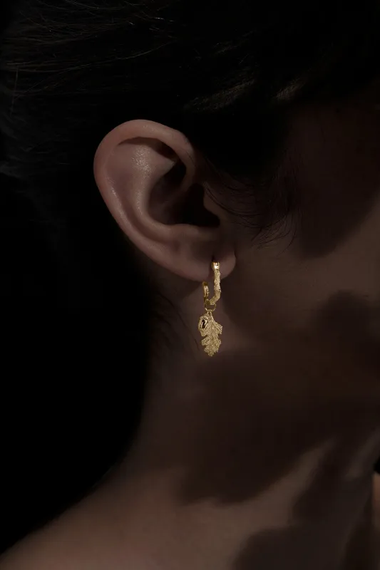 Acorn and Leaf Mini Hoop Earrings Gold sold by Karen Walker