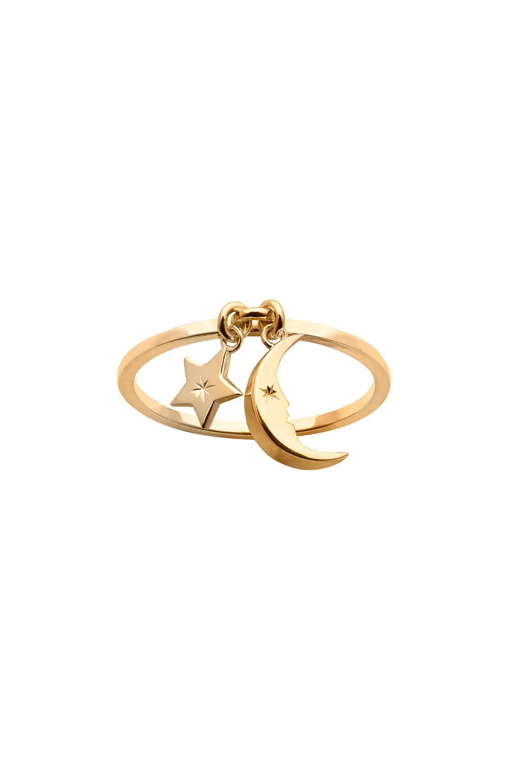 Moon and Star Charm Ring Gold sold by Karen Walker