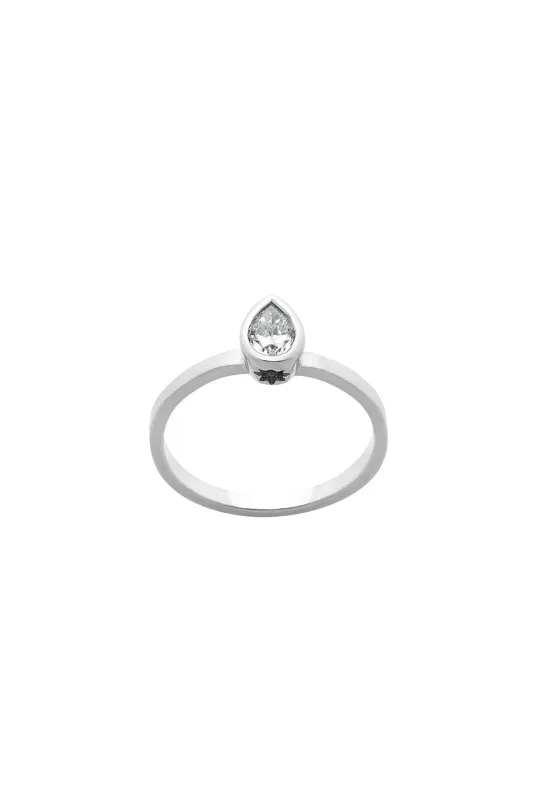Diamond Pear Ring, 9ct White Gold, .25ct Diamond sold by Karen Walker