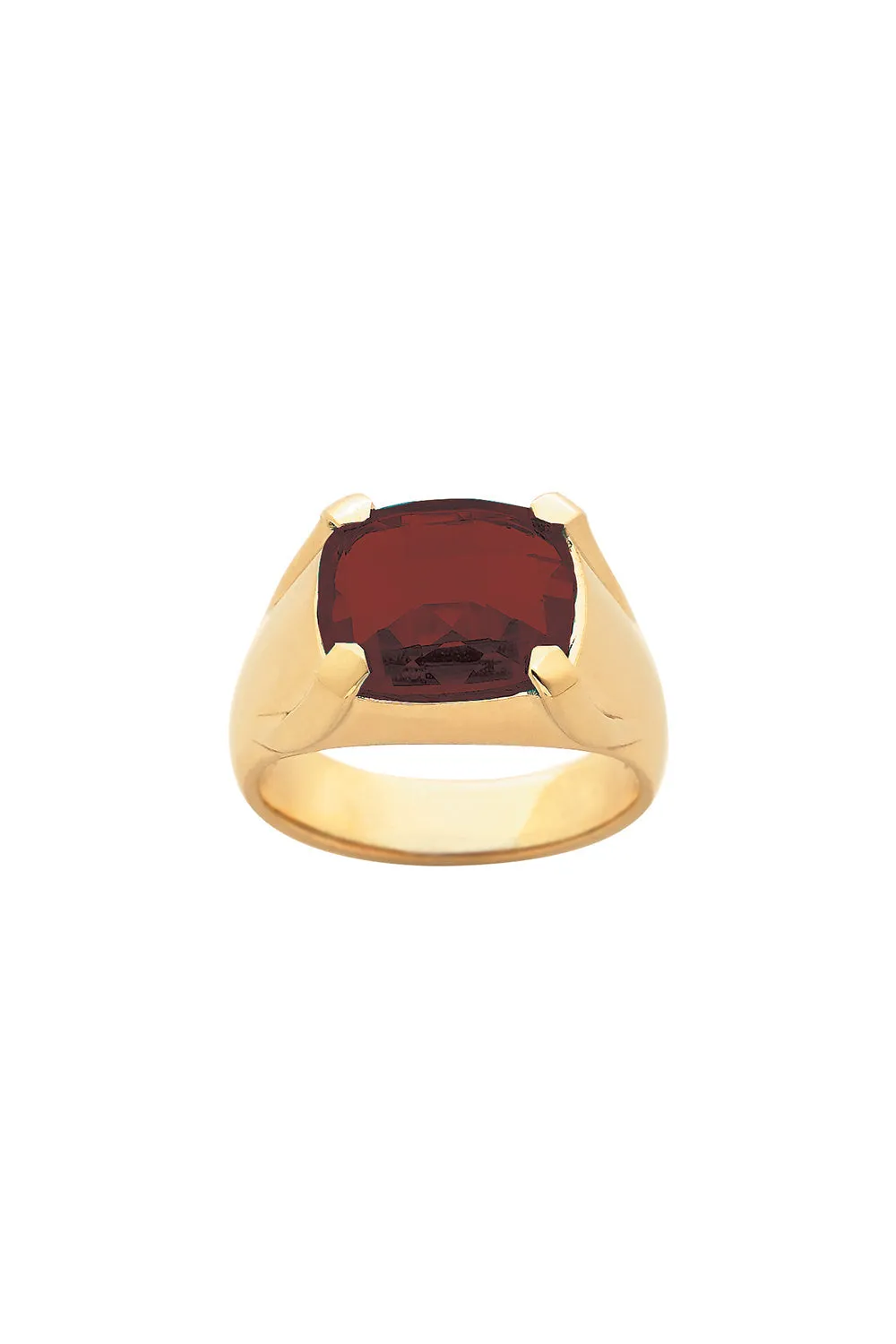 Chequerboard Ring 12 x 10mm Gold & Garnet sold by Karen Walker