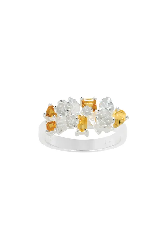 Rock Garden Flowers Ring Silver & Citrine sold by Karen Walker