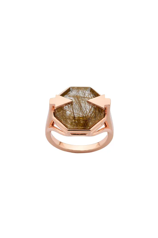 Astrid Ring Rutilated Quartz Rose Gold sold by Karen Walker