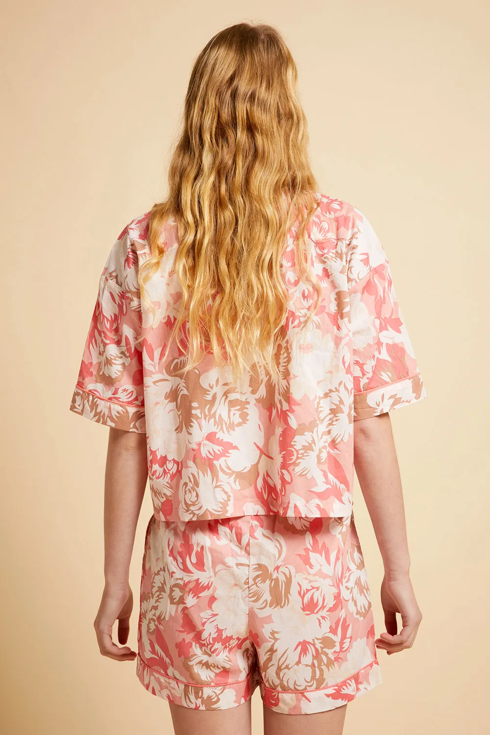 Ornamental Floral Short Sleeve PJ Shirt Shell Pink sold by Karen Walker product image thumbnail 3