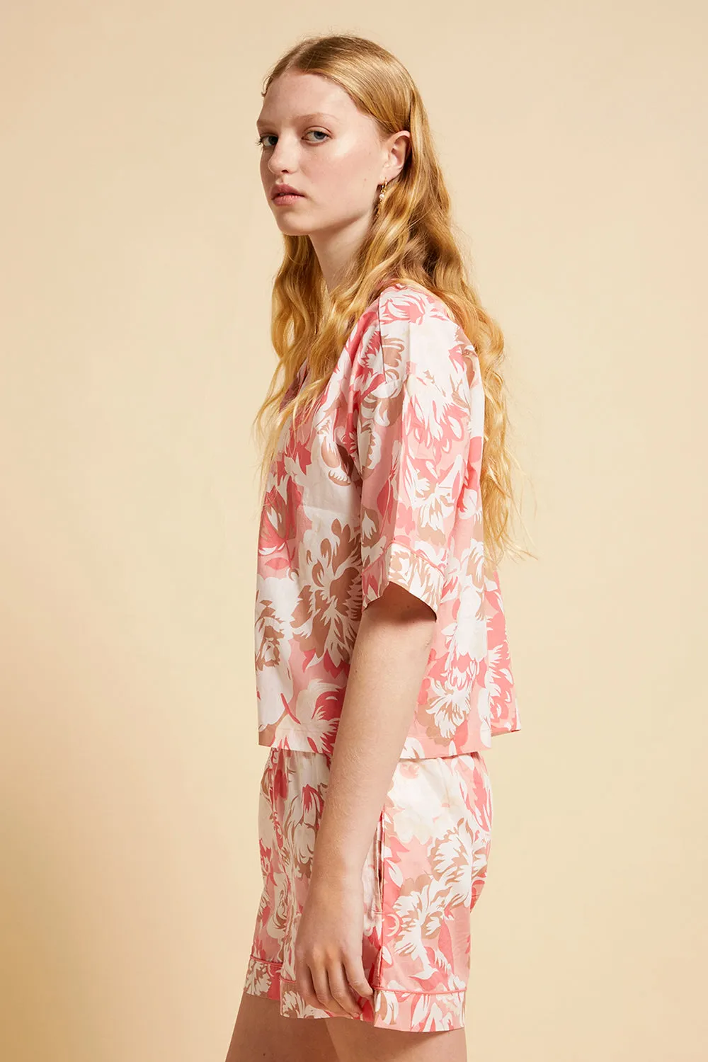 Ornamental Floral Short Sleeve PJ Shirt Shell Pink sold by Karen Walker product image thumbnail 2