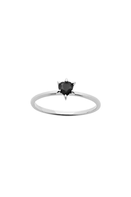Cupid's Heart Mini Ring Silver Onyx sold by Karen Walker