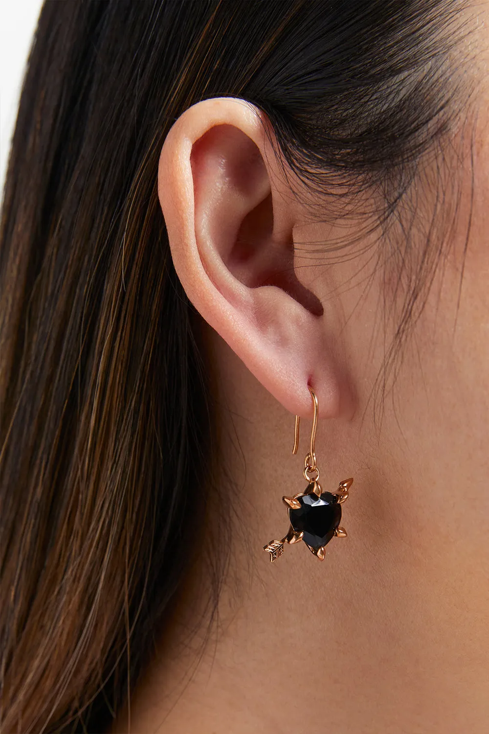 Cupid's Arrow and Heart Earrings Rose Gold Onyx sold by Karen Walker product image thumbnail 2