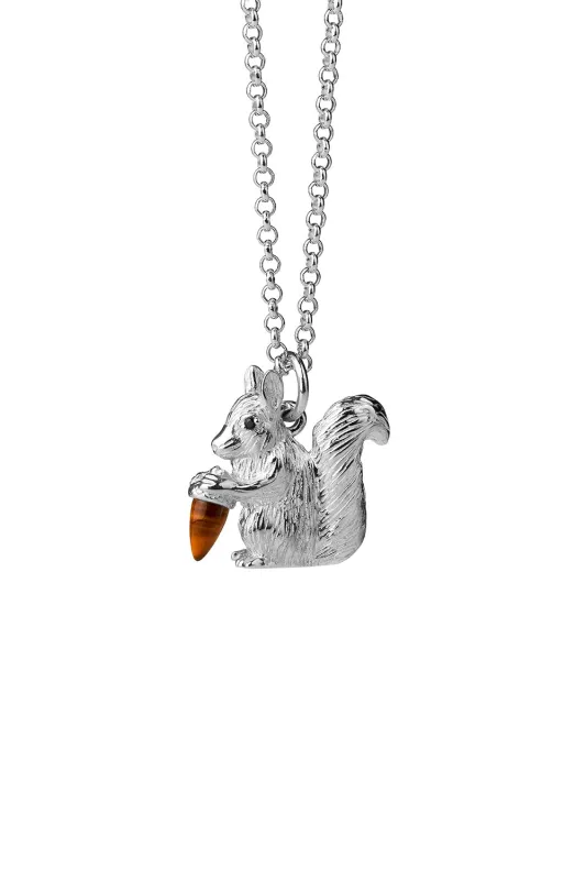 Squirrel Necklace Silver with Tiger's Eye and Black Spinel sold by Karen Walker