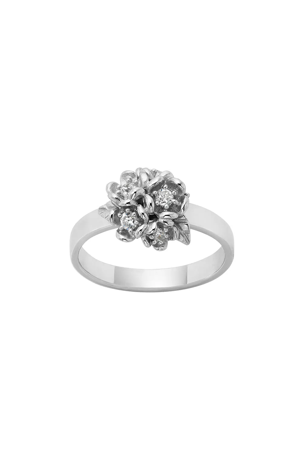Diamond Posie Flower Ball Ring, 9ct White Gold, .24ct Diamond sold by Karen Walker