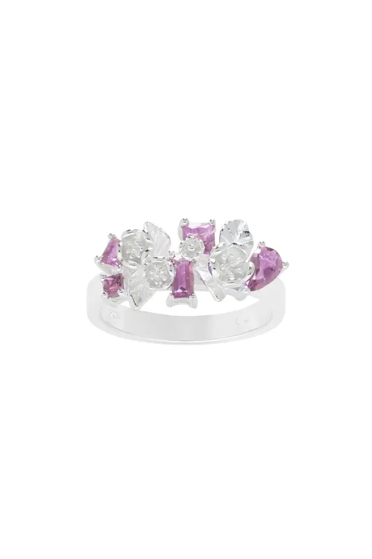 Rock Garden Flowers Ring Silver & Amethyst sold by Karen Walker