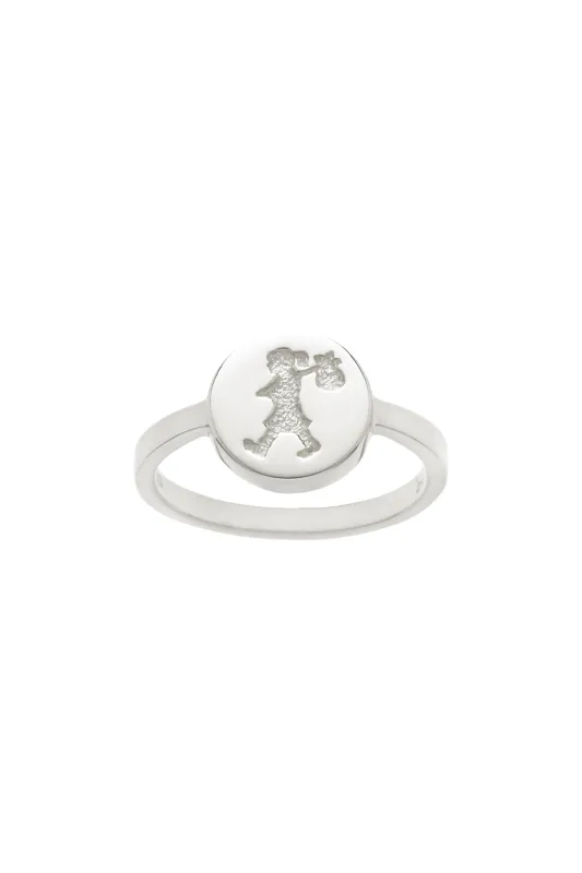 Runaway Stamp Ring Silver sold by Karen Walker