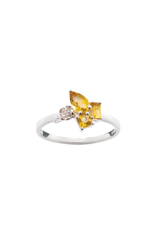 Rock Garden Mini Ring Silver & Citrine sold by Karen Walker