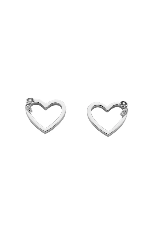 Botanical Heart Studs Silver sold by Karen Walker