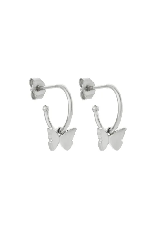 Butterfly Hoop Earrings Silver sold by Karen Walker
