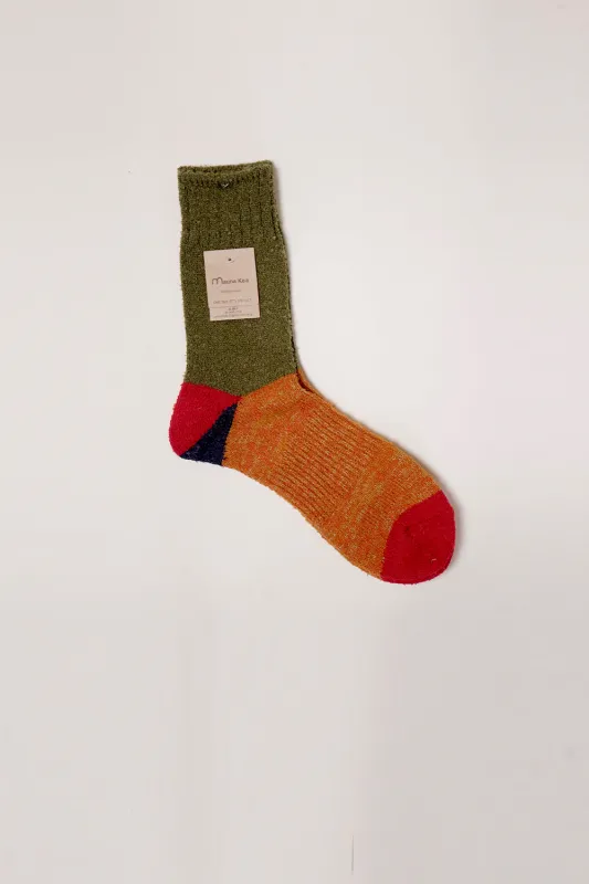 Heel Switching Dralon Wool Socks Olive sold by Karen Walker