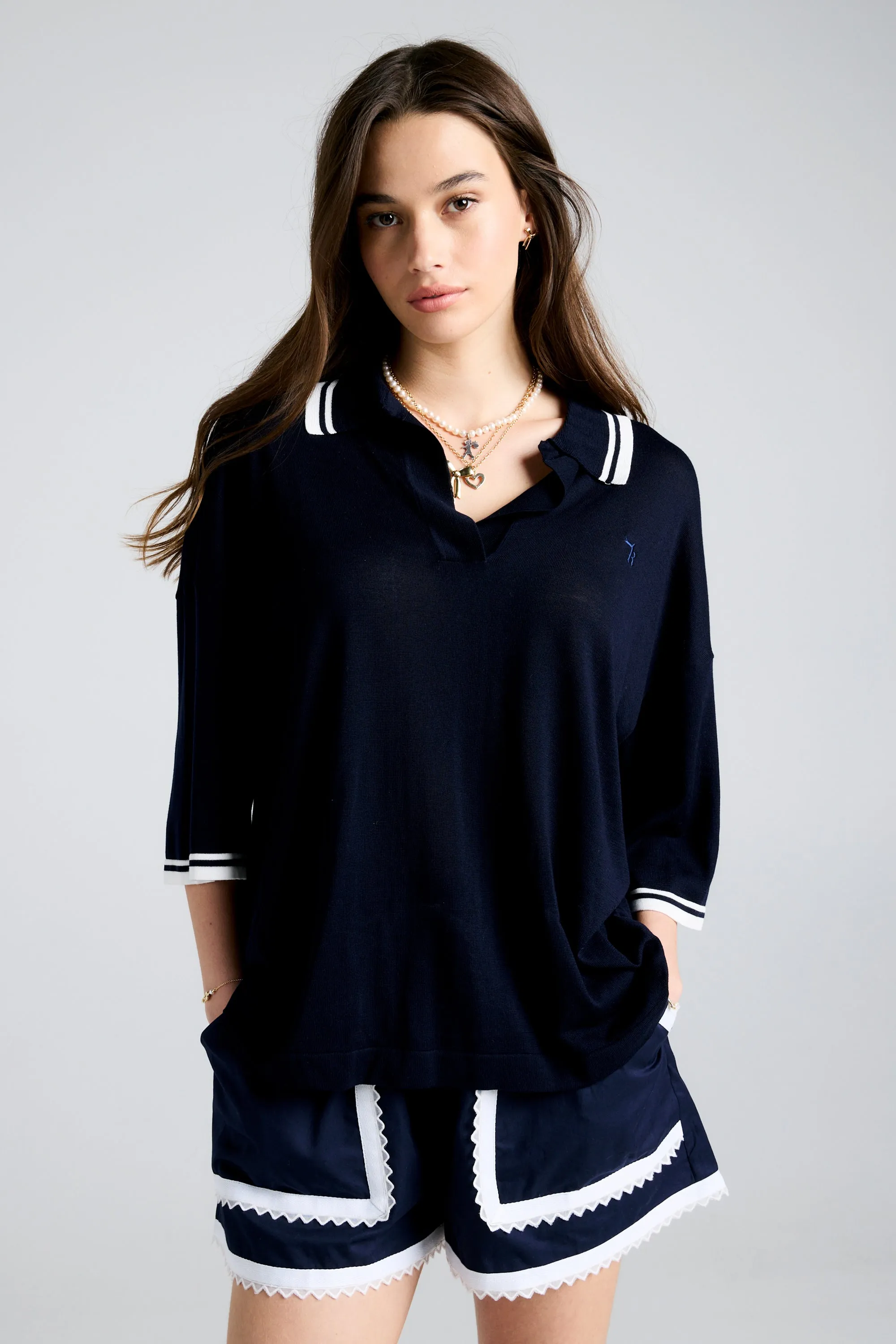 Relax Knit Polo Navy sold by Karen Walker product image thumbnail 4