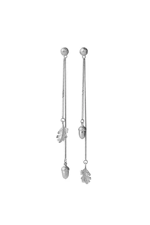Acorn and Leaf Pendulum Earrings Silver sold by Karen Walker