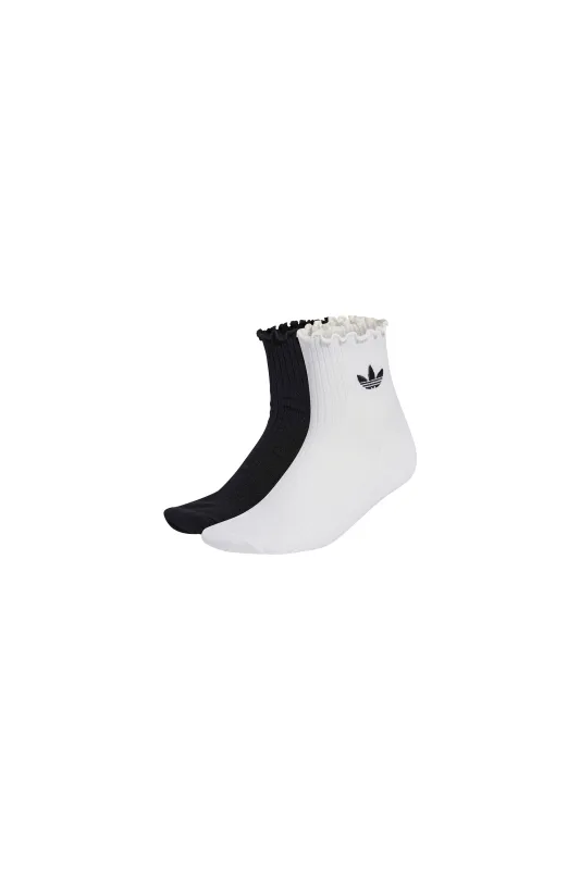 Ruffle Quarter Socks White/Black sold by Karen Walker
