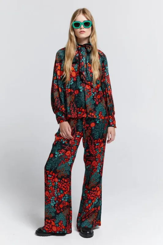 Tied Palazzo Lounge Pants Electric Meadow Black Multi sold by Karen Walker