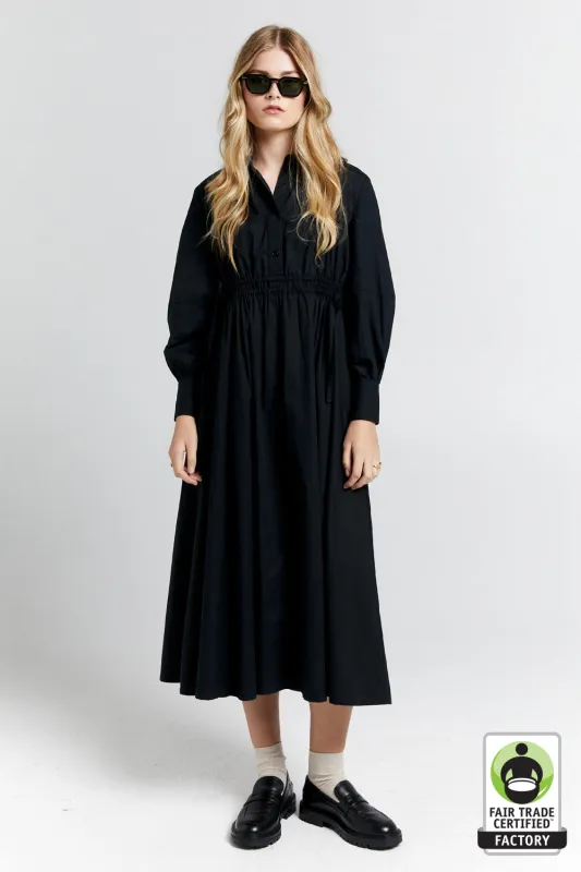 Hiruma Organic Cotton Shirt Dress Black made by Karen Walker