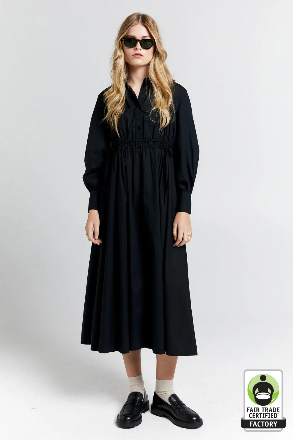 Hiruma Organic Cotton Shirt Dress Black sold by Karen Walker