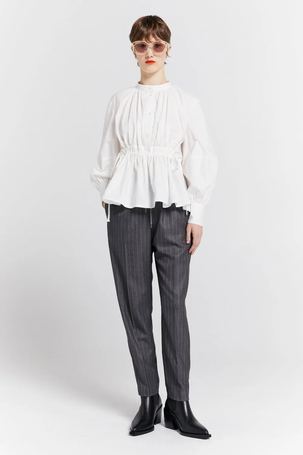Nico Trousers Pinstripe Charcoal sold by Karen Walker