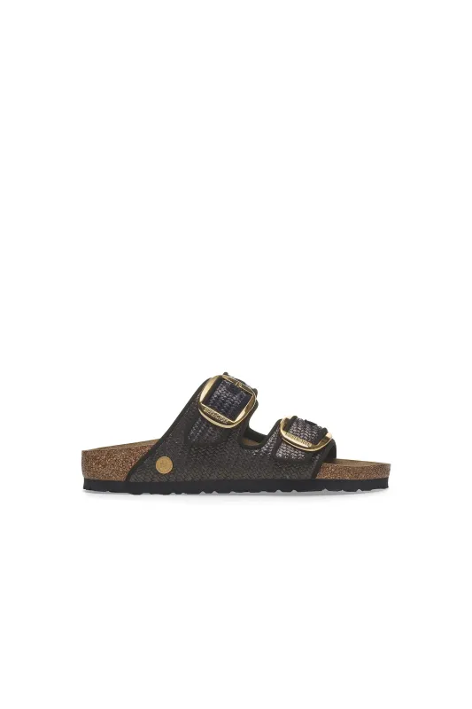 Arizona Big Buckle Raffia Regular Fit Black made by Birkenstock