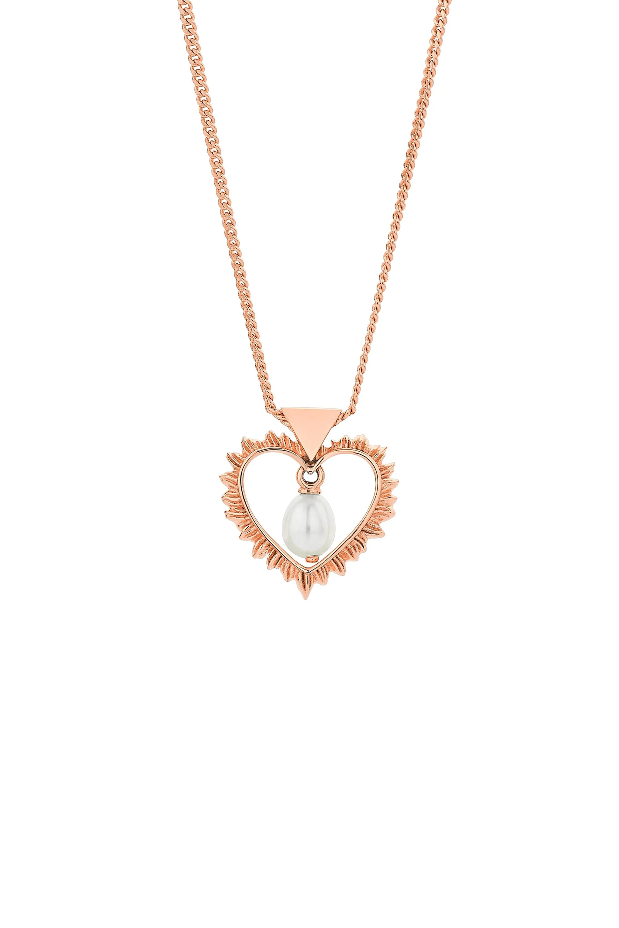 Flaming Heart Necklace with Fresh Water Pearl Rose Gold sold by Karen Walker