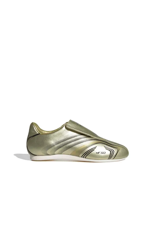Taekwondo F50 Shoes Gold Metallic/Core Black/Off White made by Karen Walker