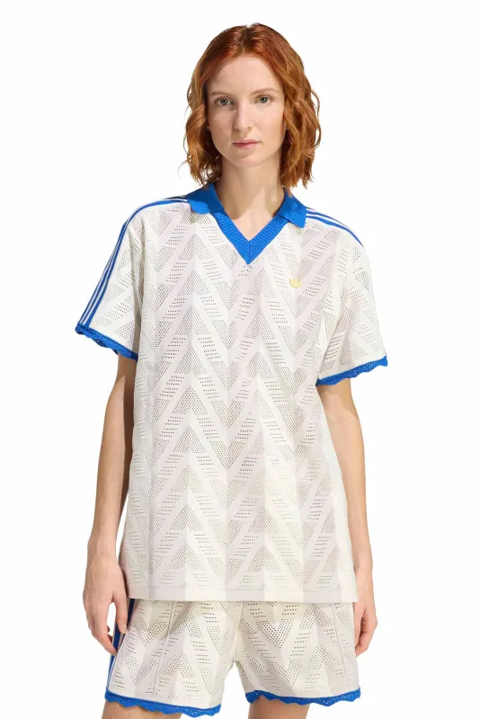 Short-Sleeve Polo Tee Off White/Chalk Pearl sold by Karen Walker
