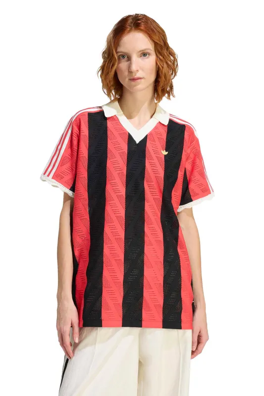 Short-Sleeve Polo Tee Black/Semi Lucid Red sold by Karen Walker