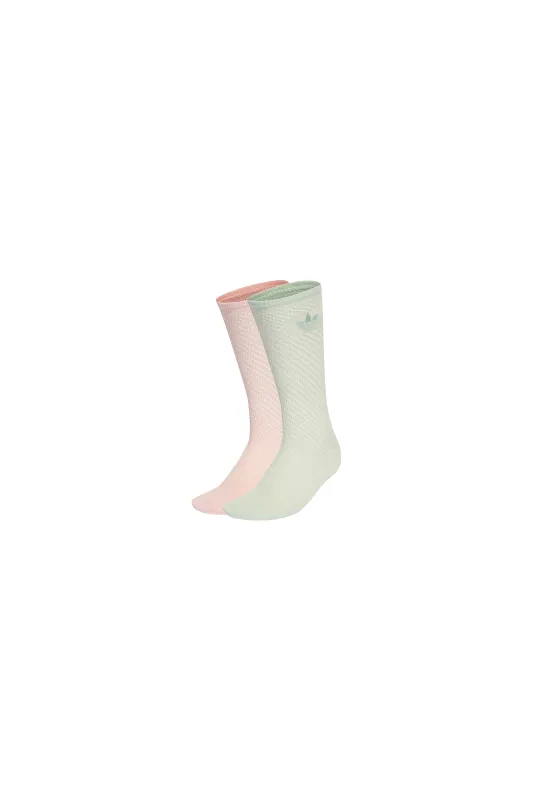 Crochet Crew Socks 2 Pack Sandy Pink/Linen Green made by Adidas