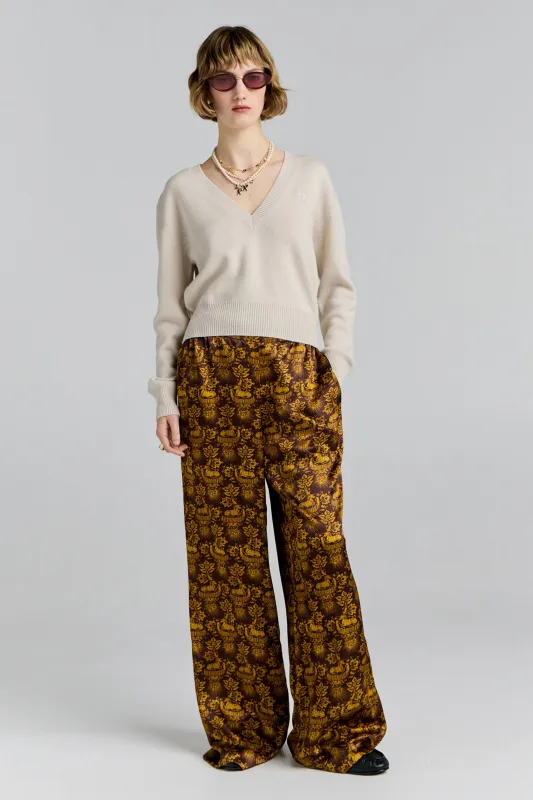 Palazzo Lounge Pants Chocolate Multi made by Karen Walker