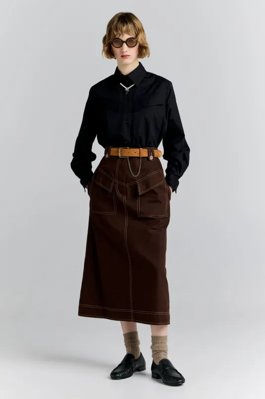 Wayfare Skirt Chocolate made by Karen Walker