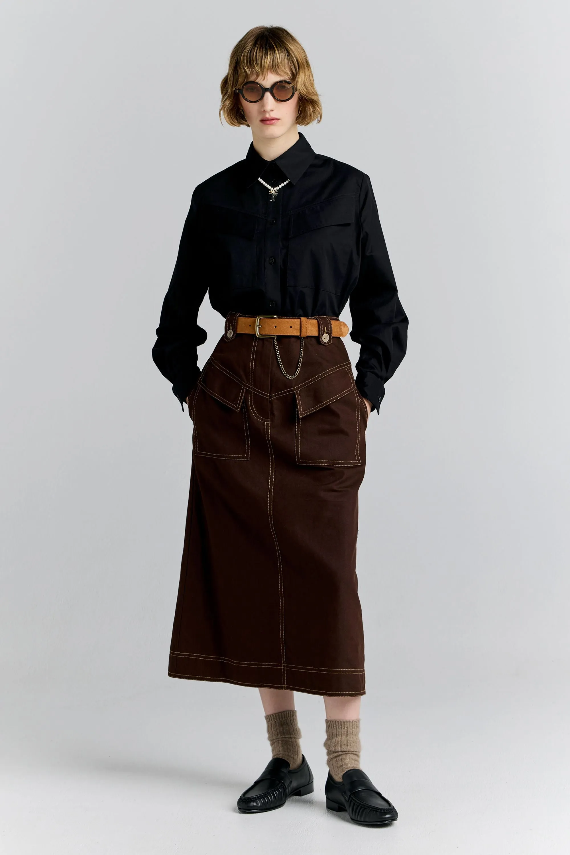 Wayfare Skirt Chocolate sold by Karen Walker