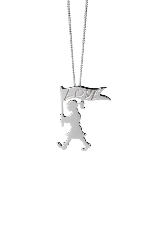Marching Girl Love Necklace Silver sold by Karen Walker