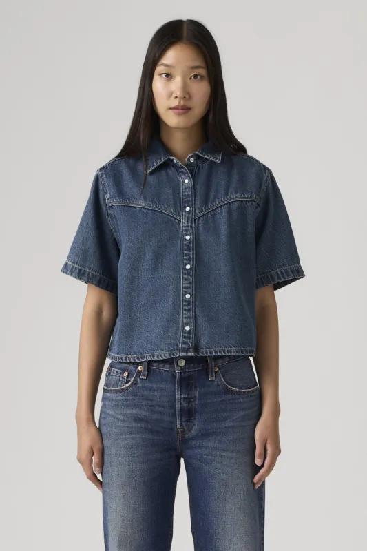 Logan Short Sleeve Denim Shirt Tencel Tinted Times sold by Karen Walker