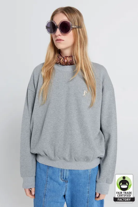 Runaway Girl Organic Cotton Crewneck Sweatshirt Grey Marle made by Karen Walker