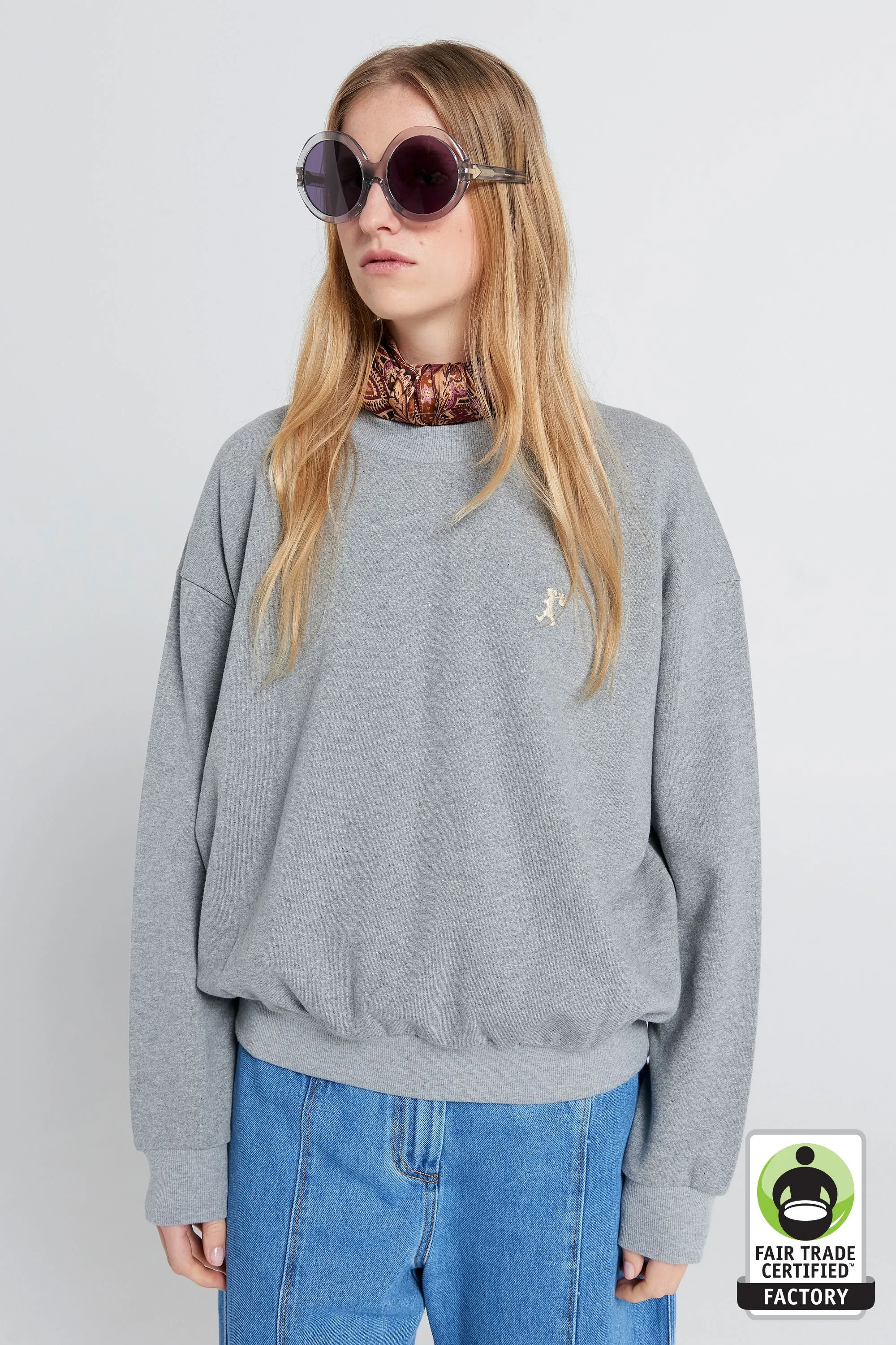 Runaway Girl Organic Cotton Crewneck Sweatshirt Grey Marle sold by Karen Walker