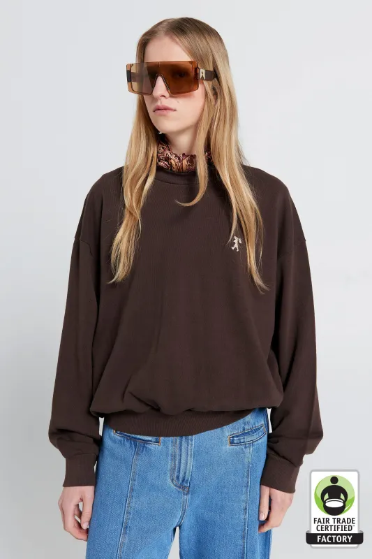 Runaway Girl Organic Cotton Crewneck Sweatshirt Chocolate Brown made by Karen Walker