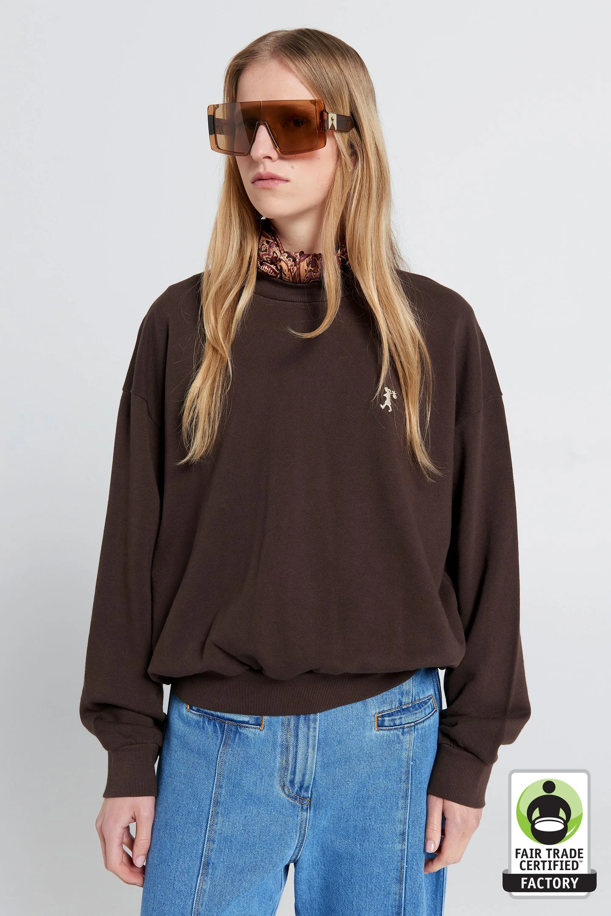 Runaway Girl Organic Cotton Crewneck Sweatshirt Chocolate Brown sold by Karen Walker