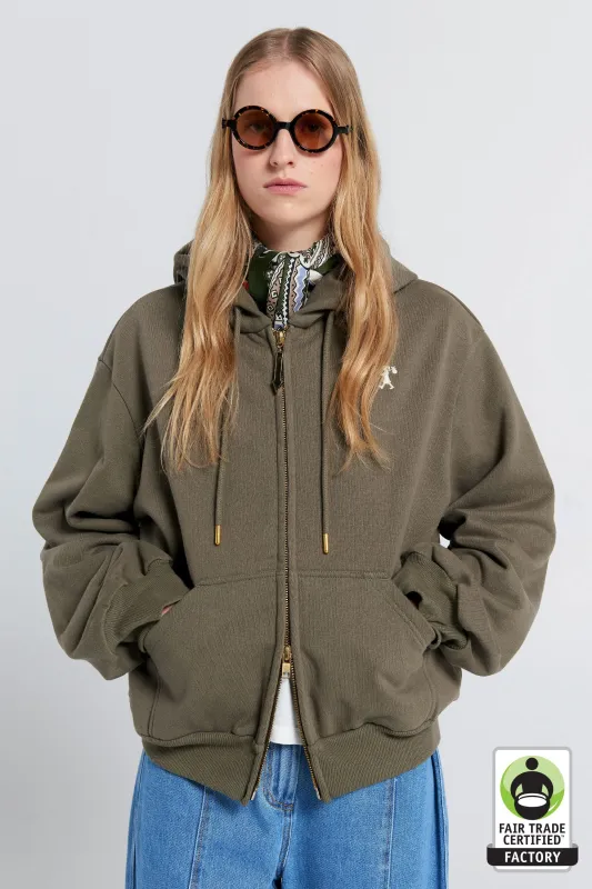 Runaway Girl Cropped Oversized Hoodie Hunter Green made by Karen Walker