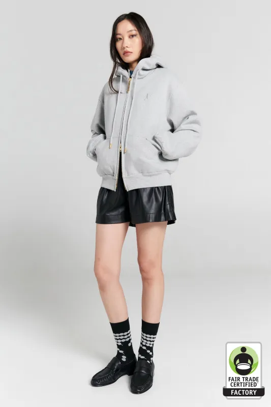Runaway Girl Cropped Oversized Hoodie Grey Marle made by Karen Walker