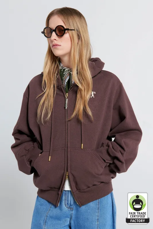 Runaway Girl Cropped Oversized Hoodie Chocolate Brown made by Karen Walker