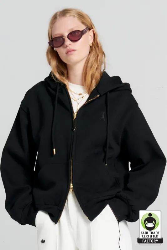 Runaway Girl Cropped Oversized Hoodie Black made by Karen Walker