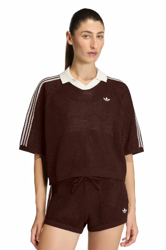 Knitted Crochet Shirt Aurora Coffee made by Adidas